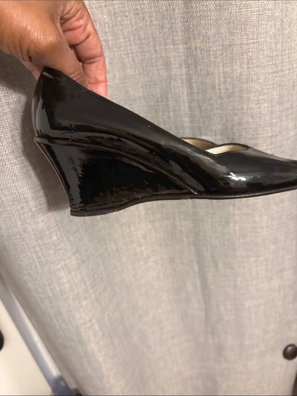 Taryn Rose Black Patent Wedge Pump